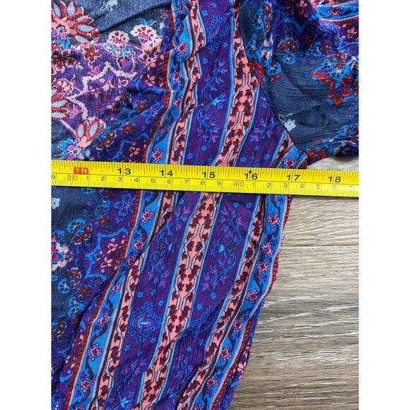 American Eagle Boho Romper Women’s XS | Long Sleeve | Blue/Purple Print - Picture 5 of 7